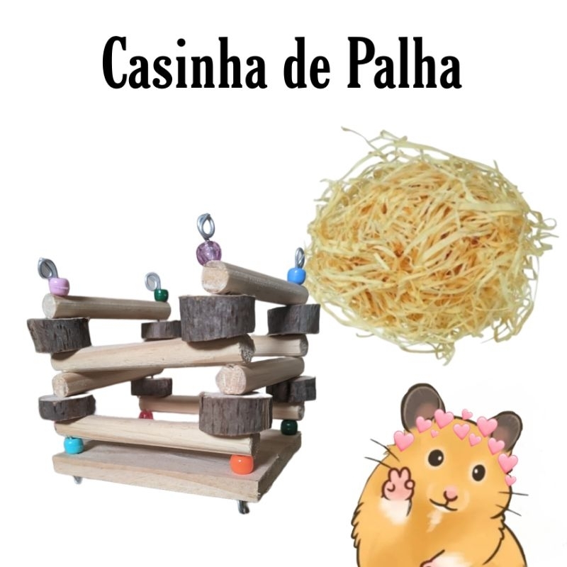 Caixinha de Palha para roedores, brinquedo hamster, brinquedo coelho, brinquedo porquinho da india