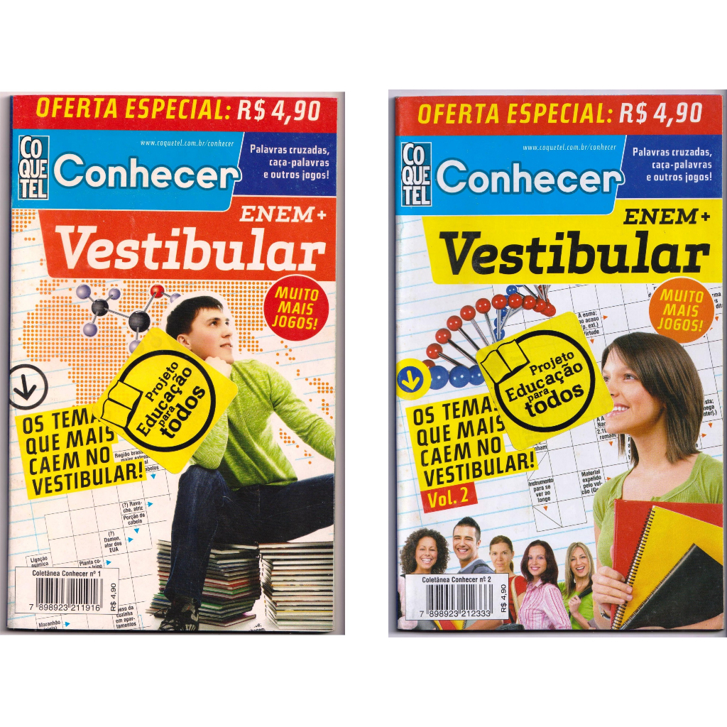 Coquetel Enem + Vestibular Conhecer Nº1 e Nº2 - Lote/Kit 2 Revistas passatempos