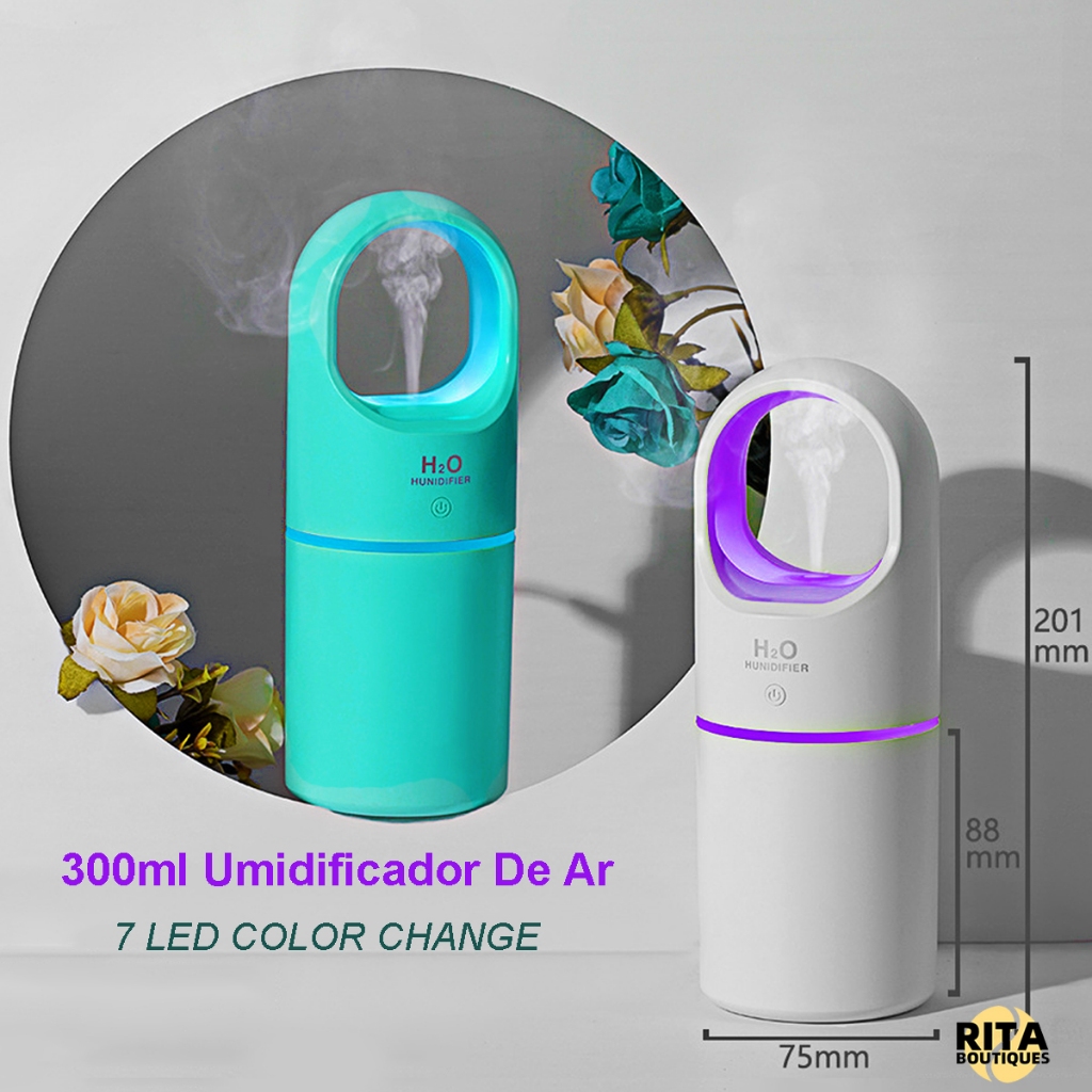 Grande Umidificador De Ar E Aromatizador 350ml De Ambiente Purificador Led Portátil Para Carro