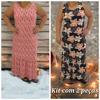 kit 2 vestidos longo size plus liganet