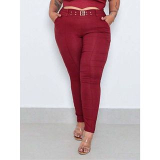 Calça Feminina de Bengaline Com 2 Fivelas Plus Size Linha Premium