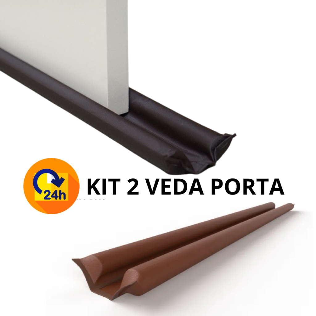 Kit 2 Veda Porta Pó Rolinho Protetor Vedação Ar 80 cm Proteção Contra Insetos Po Água Segu...