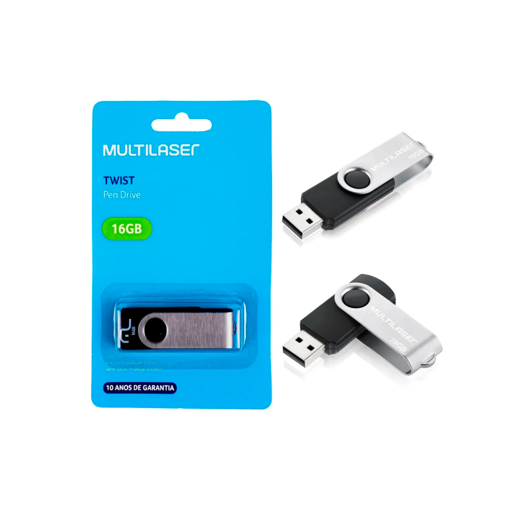 Pen Drive Twist 16GB USB Leitura 10MB/s e Gravação 3MB/s Preto Multilaser alta qualidade