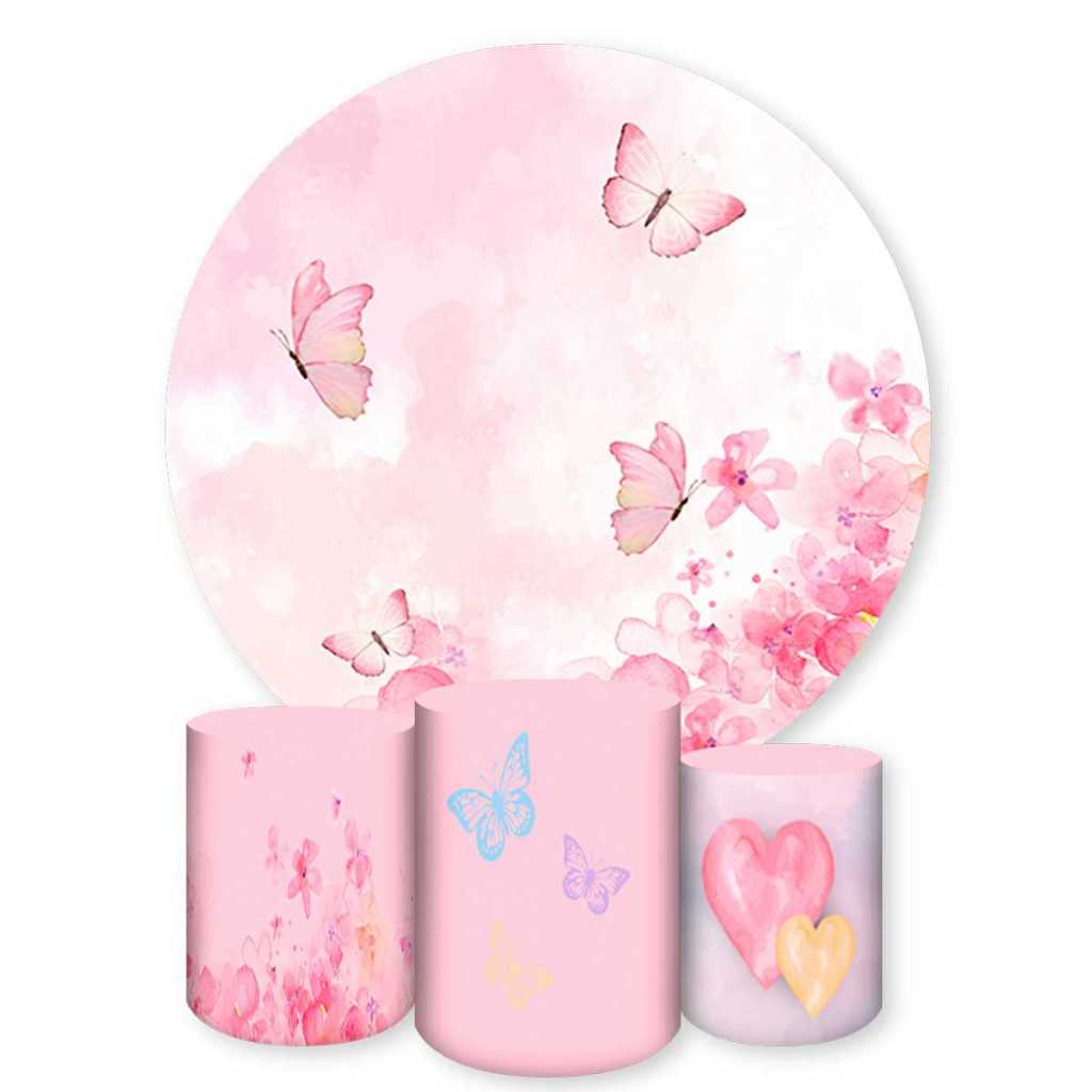 Kit Capa Painel Redondo + Trio Capas de Cilindros Sublimado Tema Borboletas em Oferta na Shopee