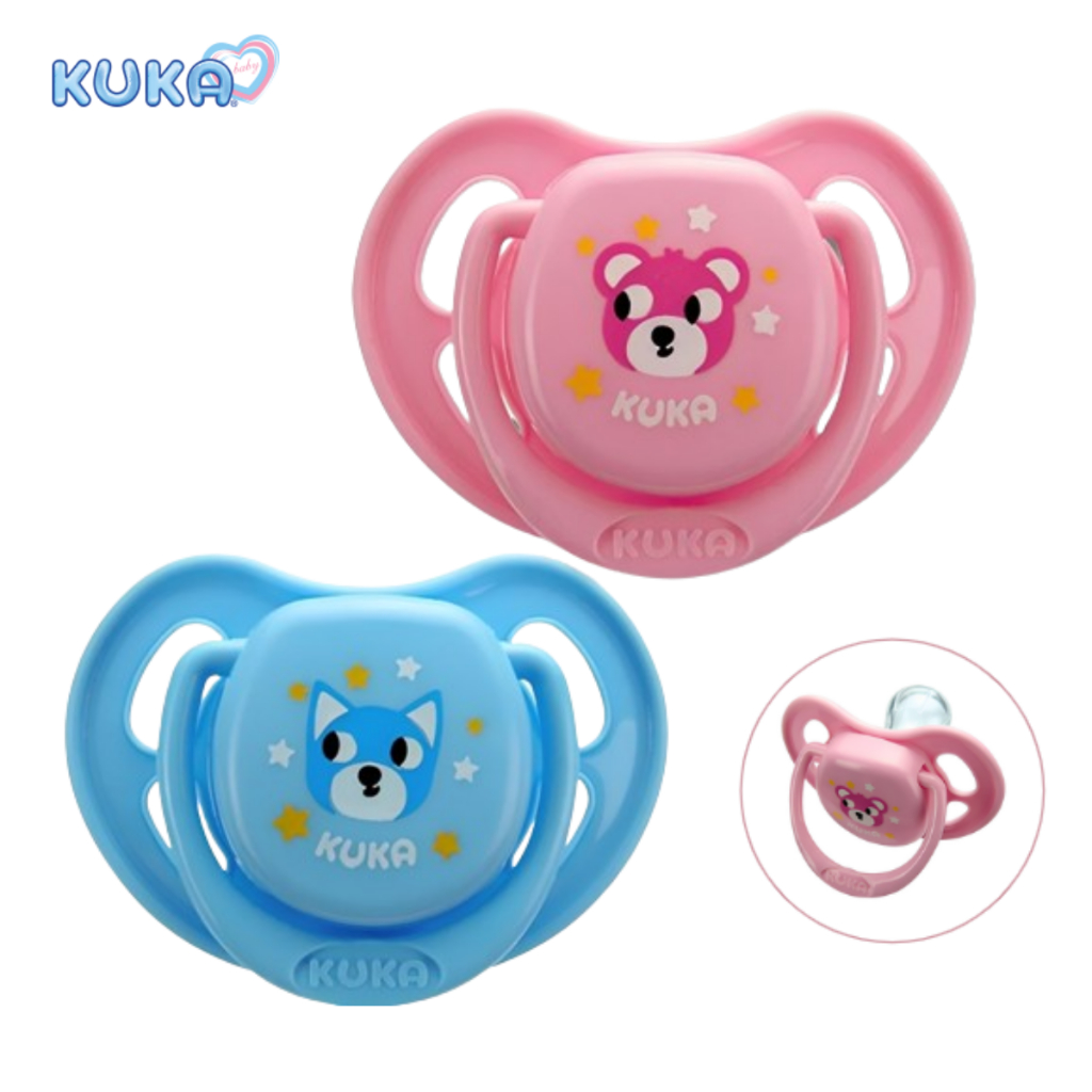 Chupeta Kuka Smart 0-6 meses Bico Silicone Redondo Reto com Alça e Furos de Ventilação em Oferta na Shopee