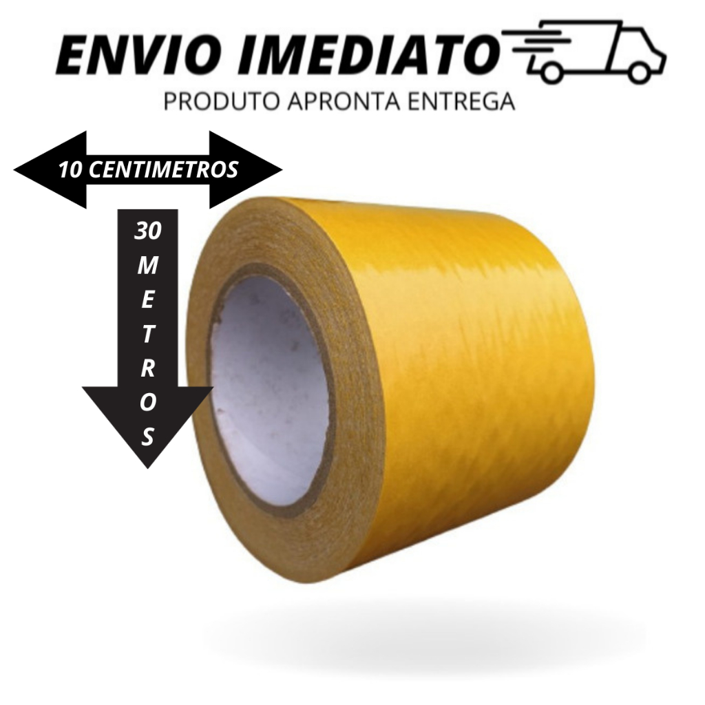 Fita Dupla Face 10cm Para Colar Carpete Bobina Larga Com 100mm X 30 metros Cola Tapete Grama Sintetica e Semelhantes Adesivo Forte Envio Imediato Para Fazer Enfeites EM Pet DECORAÇÃO FITA EXTRA FORTE COLA TAPETE NO CHÃO USO GERAL