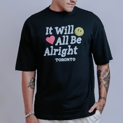 Camiseta OVERSIZED estampada Preta blusa camisa Streetwear em algodão 30.1 modelo Smile Premium OVERSIZED