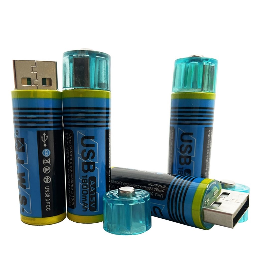 Kit 4 Pilhas Usb Recarregável AA Pilha 1.5v 1.800mah JWS