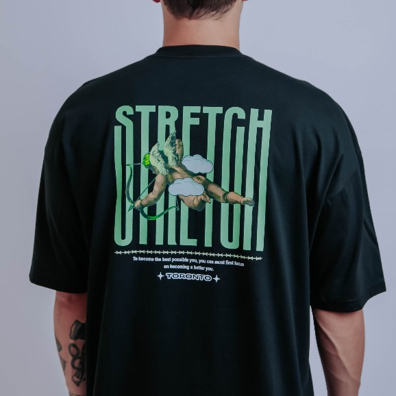 Camiseta OVERSIZED estampada Preta blusa camisa Streetwear em algodão 30.1 modelo Stretght anjo Premium OVERSIZED