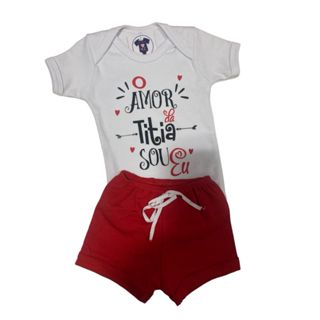 Body Bebe Menino-Frases- SOU DA TITIA  + SHORTS - Temático Mesversário em Oferta na Shopee