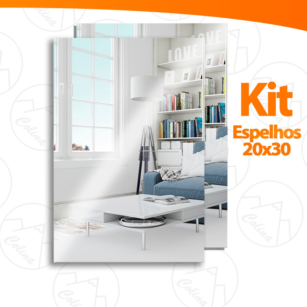 Kits 2 a 10 Espelhos Auto Adesivo Acrilico Decorativo 20x30 Retangular em Oferta na Shopee