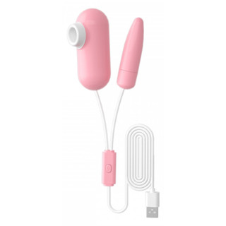 Vibrador Ponta Dupla Com Sugador e Bullet de 12 Vibrações