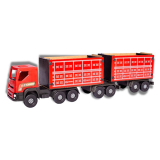 BI-TREM CARRETA CAMINHÃO CARROCERIA MADEIRA MINIATURA BRINQUEDO 17,5 x 65 CM - REF.26
