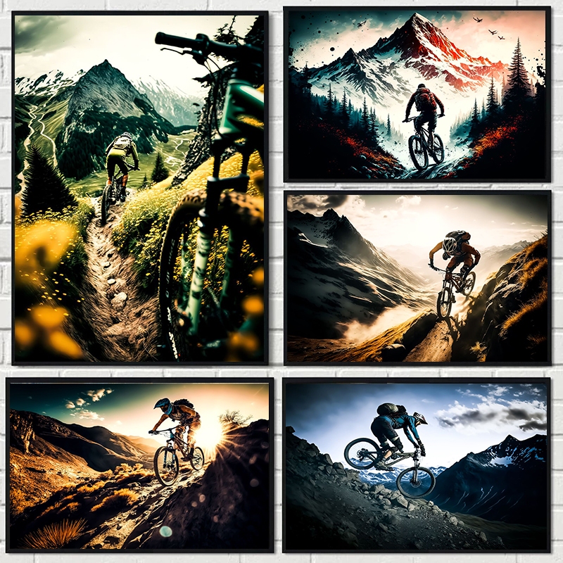 Quadro de Bike em cima da montanha, Sport, quadro para sala de estar, casa, sala de ginástica, para decoração de casa