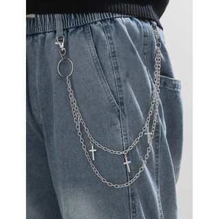 Corrente de Cruz - Corrente de Calça Para Homens e Mulheres Dupla Camada com Cruz Punk Hip Hop