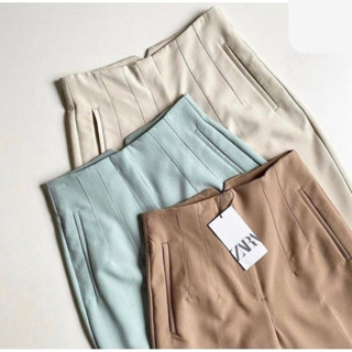 Calça Zara Feminina Cintura Alta Com Zíper Alfaiataria Social Com Bolso Várias Cores