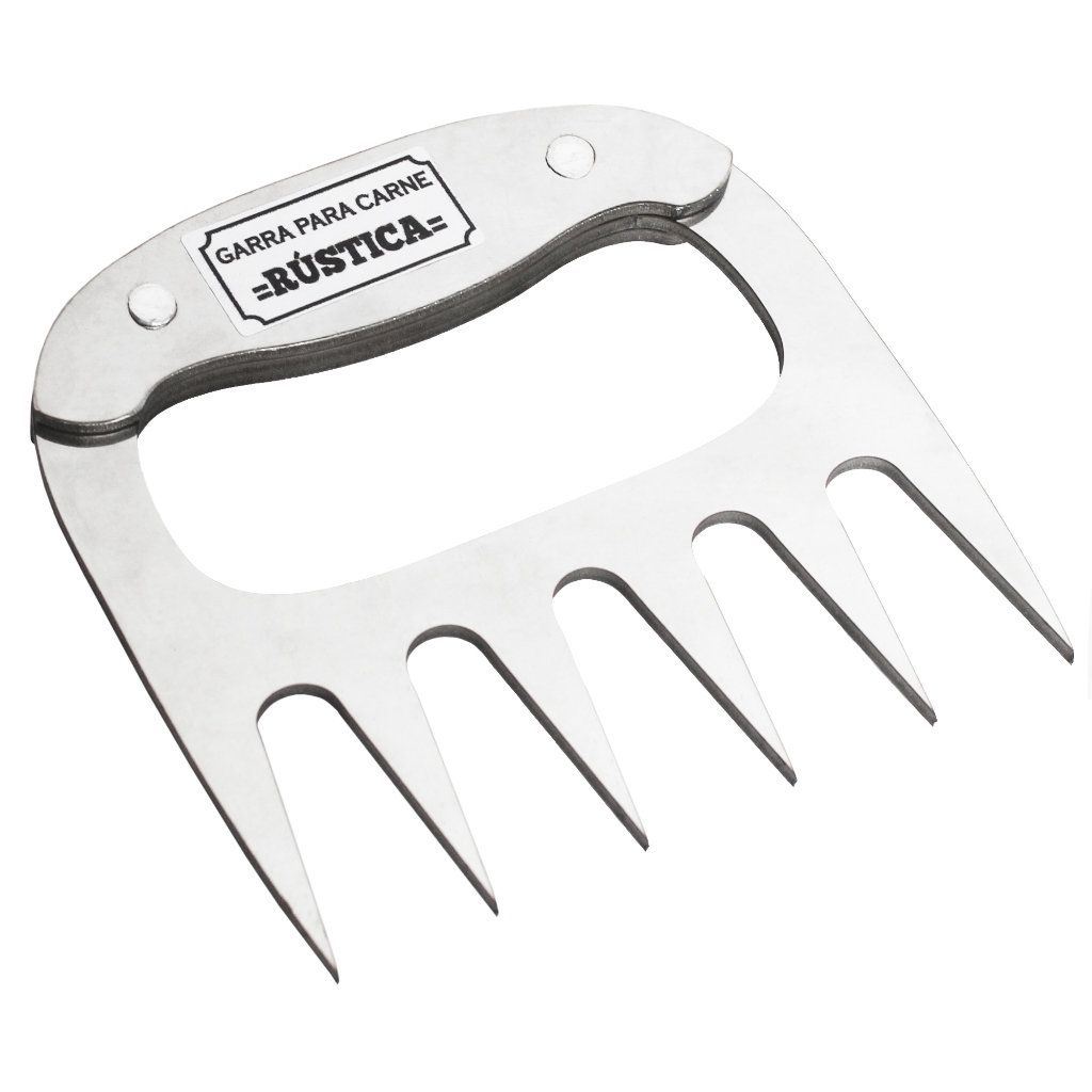 Garra de Urso Aço Inox Reforçado Profissional 6 Dentes Pegador Churrasco Carnes Costela Cupim Frango