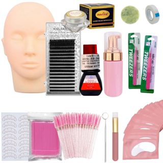 Kit Cílios Nagaraku Cola Elite HS10 Removedor Navina Cabeça Treino Escovinha Microbrush Pincel Pump Pad Gel