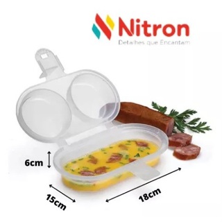 Forma Cozinha Ovo Omelete Direto No Microondas Pratico Limpo 2 em 1 marca NITRON 18,5x15x6cm em Oferta na Shopee
