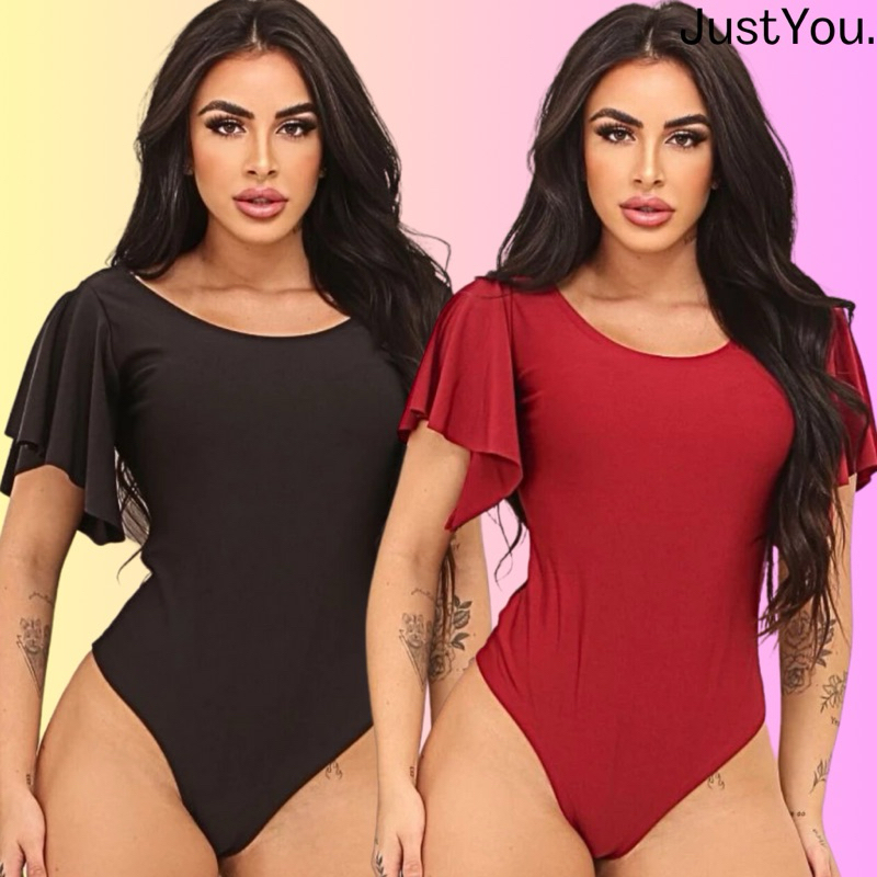 Body Feminino MANGA FLARE Maio Blusa Suplex Blusinha Manga Curta
