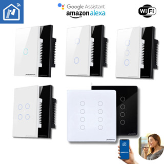 Interruptor WIFI Lite Inteligente 1 / 2 / 3 / 4 / 8 Botões Smart Touch Alexa Branco e preto - Nova Digital
