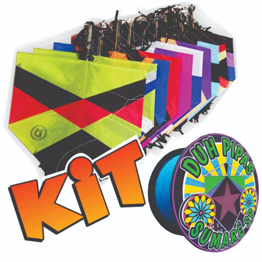Pipa - Kit 10 Pipas com Rabiola Carretilha e Linha Lançamento