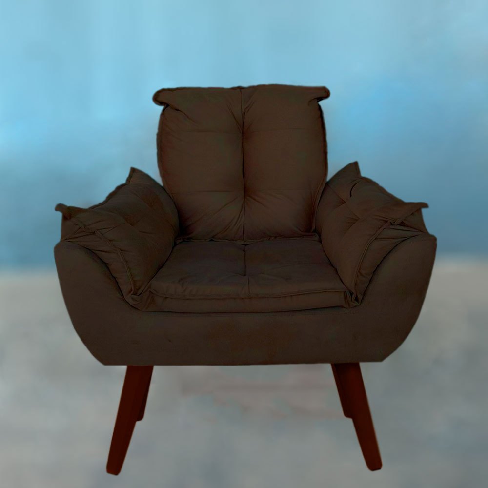Poltrona Opalla Decorativa Suede Marrom Pés Palito · foto 2