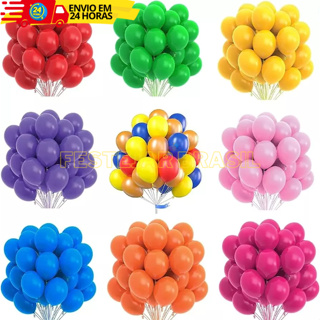 Kit 50 Balões Bexigas Nº 6,5 Polegadas Lisa Tradicional Várias Cores Para Festas em Oferta na Shopee