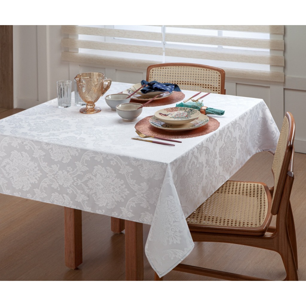 Toalha De Mesa Luxo 6 Lugares Jacquard Original Tecido Grosso Super Promoção