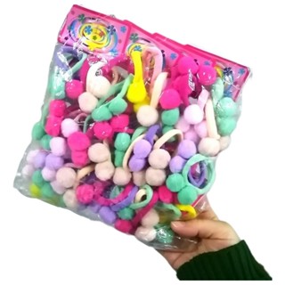 Kit 48 Xuxinhas Laço Com Mini Pompom Infantil