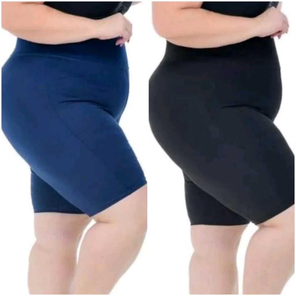 KIT 2 BERMUDA FEMININA FITNESS PLUS SIZE ZERO TRANSPARENCIA  DO GG ao G3