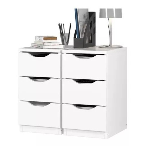 Kit 2 Unidades Gaveteiro Comoda MDP 100% Para Escritório Móveis De Alta Qualidade 3 Gavetas Branco, Mel Ou Preto Quarto