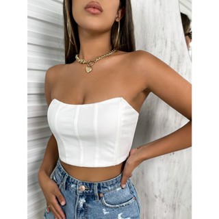 Top Tubo de corte liso Cropped TOP blusinha