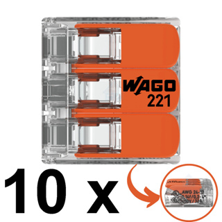 Conector Wago Compacto Emenda 3 Fios Modelo 221-413 10 unidades em Oferta na Shopee