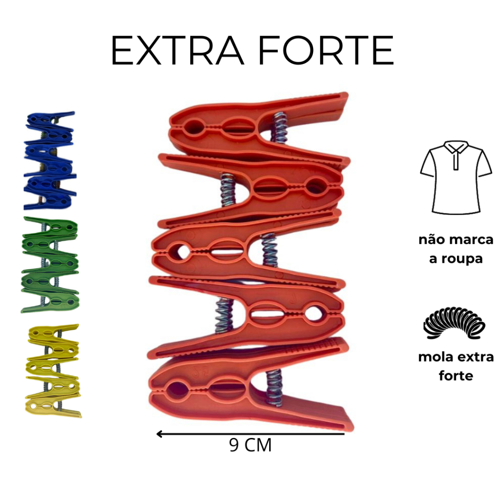 Prendedor de Roupas 60 Un Plástico Extra Forte Econômico