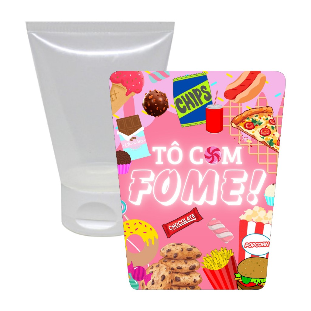 10 Adesivos para Bisnaga 30ml Tô com Fome - Pronto para ser aplicado,  Decoração de Festa Aniversário Tema Comida, Fast-food, Meme.