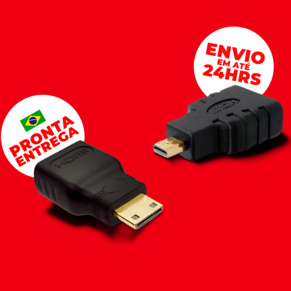 Adaptador Conector Micro Hdmi + Mini Hdmi Conversor Imagem e Vídeo