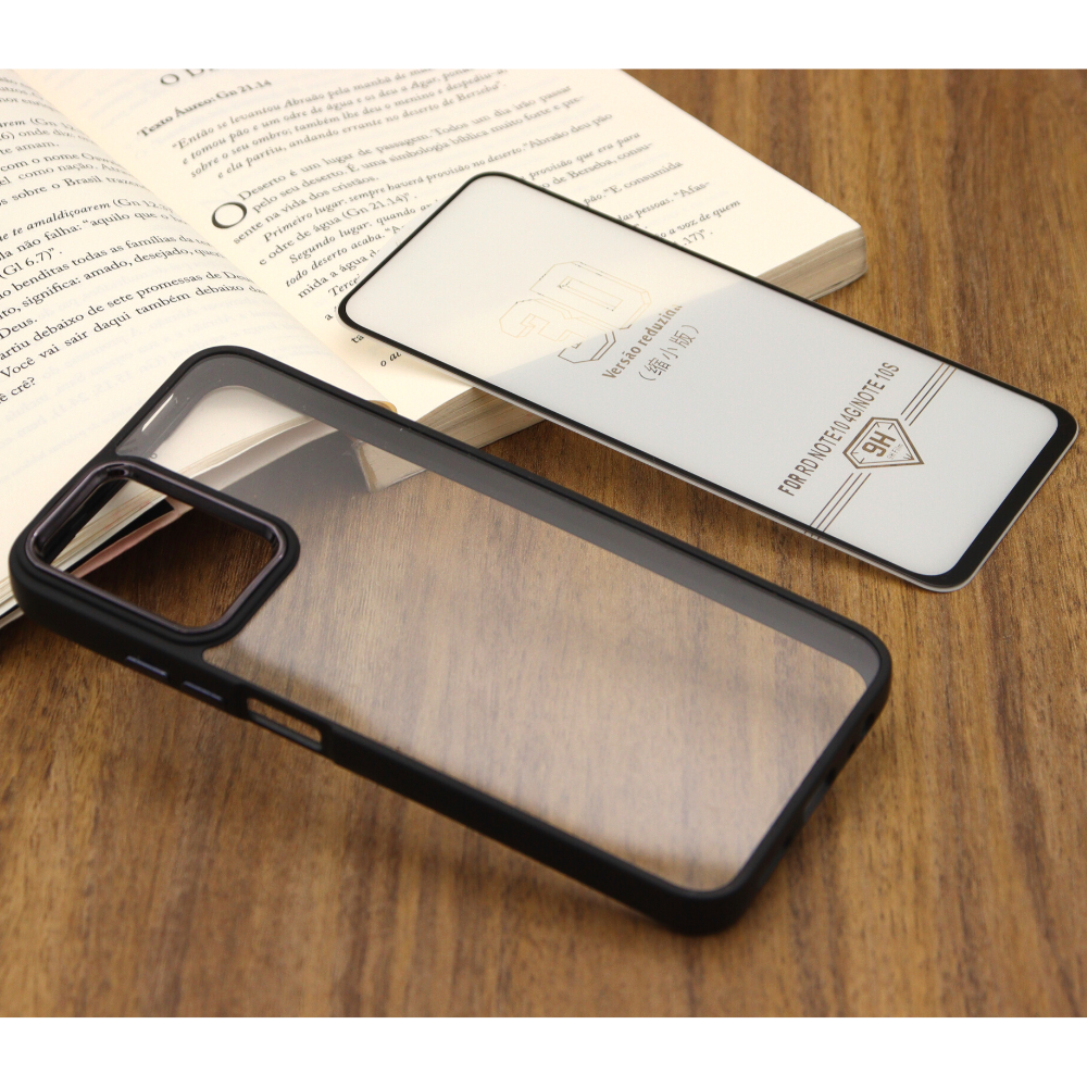 Capa Transparente Borda Colorida XM Redmi Note 10 4G/ Note 10s Com Película 3D