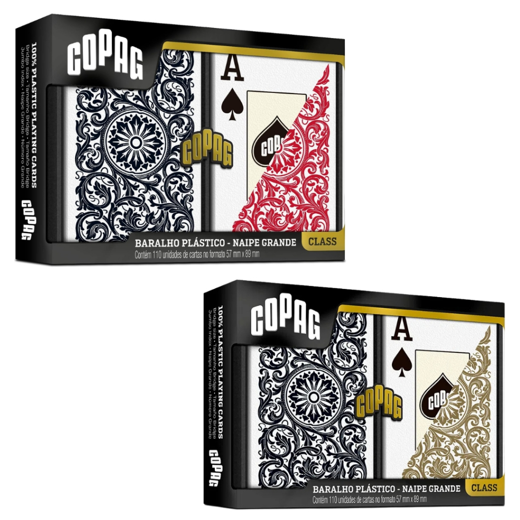 Kit Baralho 1546 Class Copag 2 Estojos com 2 Baralhos Cada Naipe Grande 57mmx89mm Bridge Size Copag em Oferta na Shopee