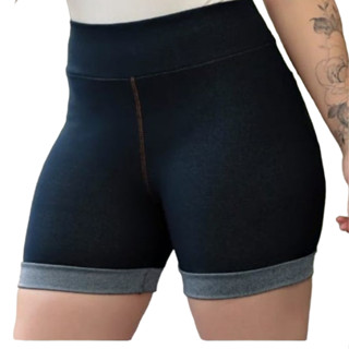 Shorts Feminino Estiloso Imita Jeans Tecido Cotton