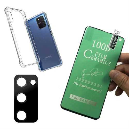 Kit 3x1 Película Cerâmica + Película Câmera + Capa S10 lite/A73/A80/A90/J2 core/J4 core /J5 /J4/J5 prime preto /J5 prime branco /J7 prime preto /J7 prime branco/J4plus/J6plus/J8/A72018/S8/S9/S8plus/S9plus/S10/S10plus /S20/S20plus/S20FE