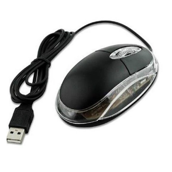 Mouse USB óptico com led mini Preto com Fio