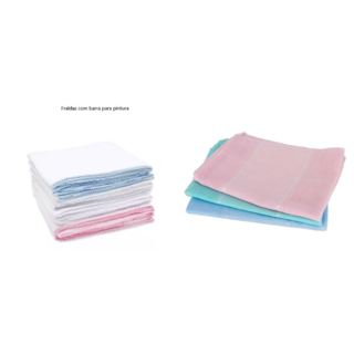 Kits com 1,3 e 4 Fraldinhas c/ Bainha c /Picueta 30x40cm Mabber Com Cheirinho de Bebe Barra LIsa