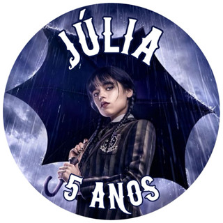 Adesivos personalizados Wandinha com nome e idade 50 unidades adesivos com corte para destaque