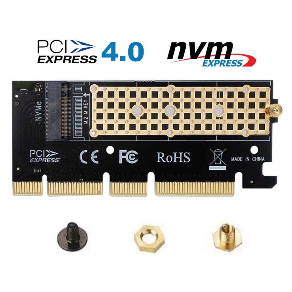 Adaptador Placa PCIe para SSD M.2 NVMe - Suporte x4/x8/x16, PCI Express 3.0/4.0, 64Gbps - Conversor Para SSD M2 NVME