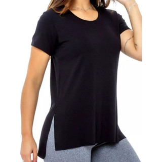 Camiseta Feminina Long-Line Premium | T-Shirt Básica Cobre-Bumbum | Ideal para Legging
