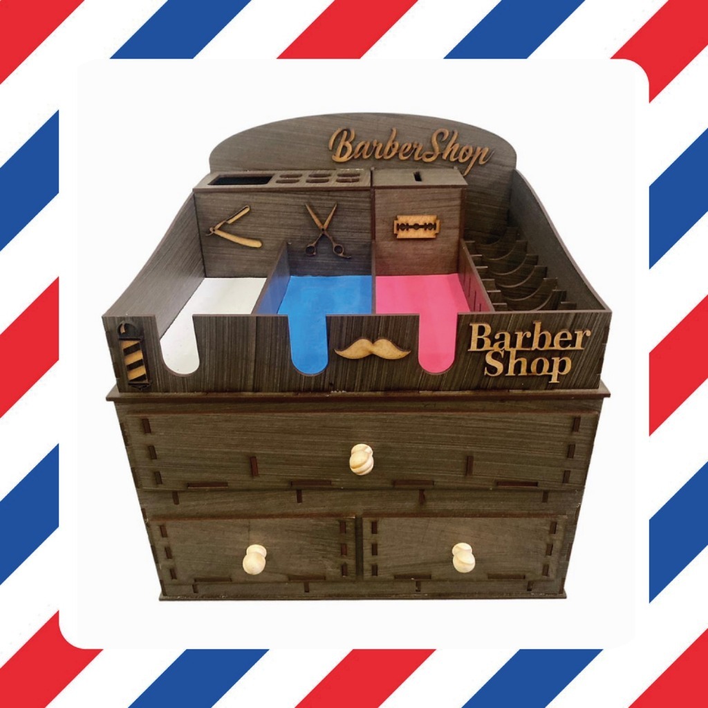 Suporte Organizador Com Gavetas para Bancada de Barbearia em MDF Profissional Envio Imediato