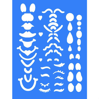 Régua Stencil Rosto De Boneca 50 Modelos Boca Olhos Cílios