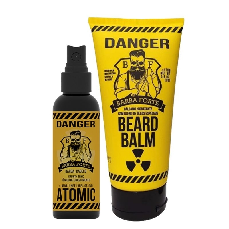 Kit Crescimento da Barba Forte - Tônico Atomic Danger e Beard Balm Bálsamo hidratante Danger