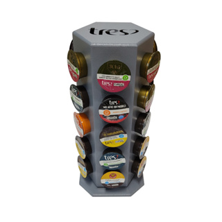 Organizador TRES CORAÇÕES Giratório Suporte Torre P/30 Cápsulas cor CINZA Cantinho do Café MDF em Oferta na Shopee